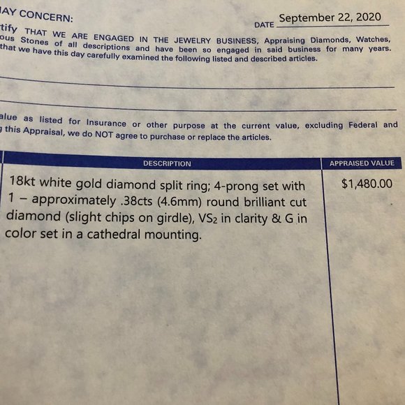 Solid 18K White Gold Diamond Split Engagement Ring - Picture 6 of 6